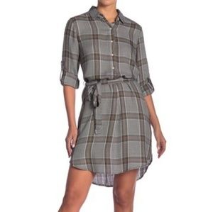 Plaid Button Down Shirt Dress